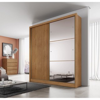 Guarda Roupa Solteiro com Espelho 2 Portas 3 Gavetas Toronto  Cumaru em Oferta na Shopee