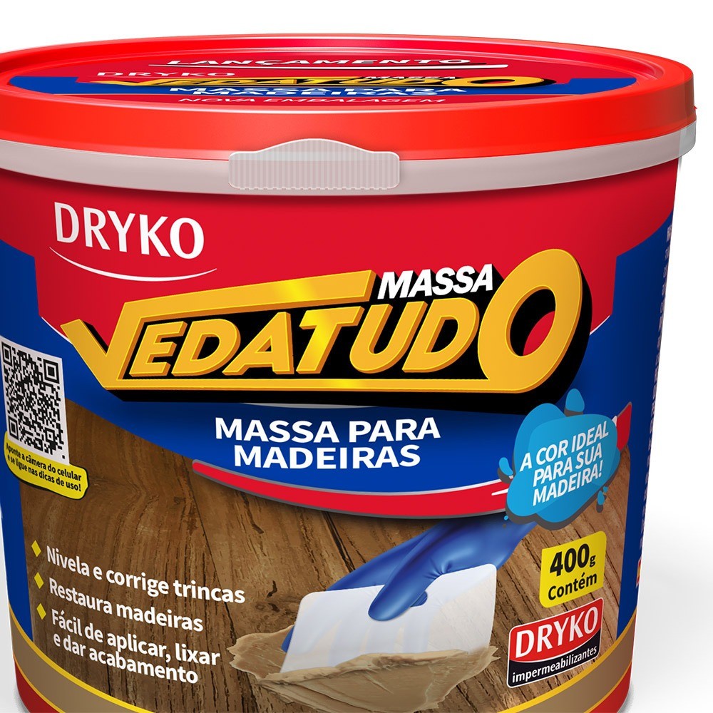 Massa para madeira reparo e calafetação 400 g - Vedatudo Dryko · foto 2