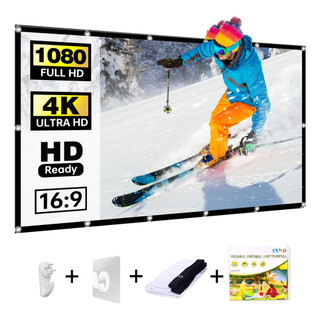 AOC Tela de projetor de 100&84 polegadas, tela de projetor lavável 4k hd 16:9, tela widescreen dobrável e sem rugas