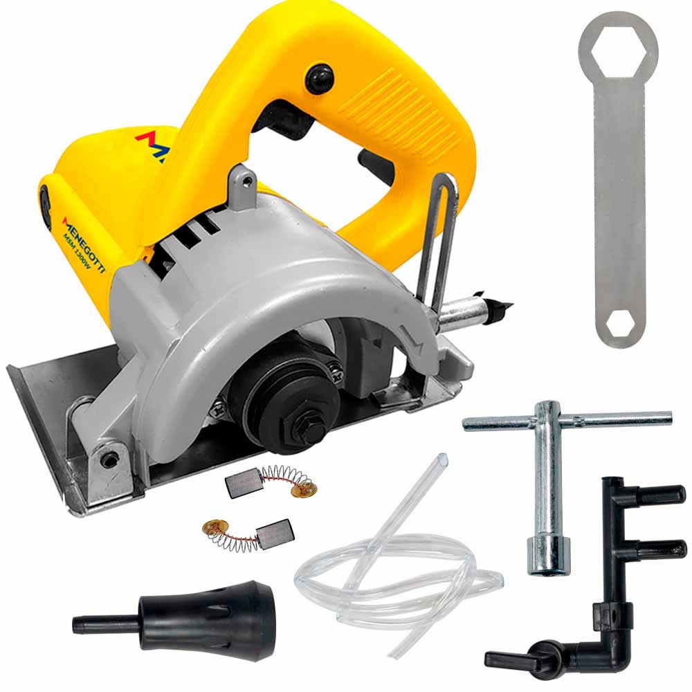 Kit Serra Mármore Profissional Menegotti 60hz MSM 1300W 13000RPM com Chaves e Adaptadores