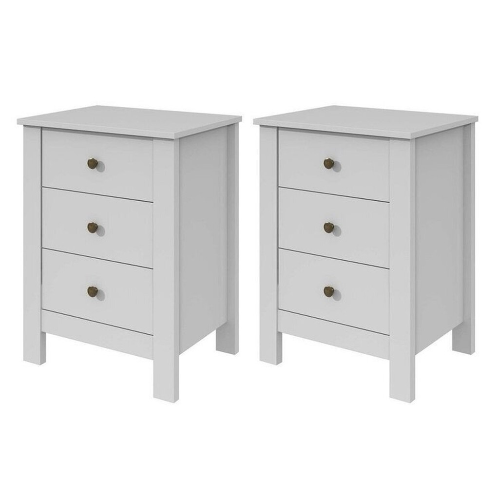 Kit 2 Mesas de Cabeceira 3 Gavetas Maggiore New em Oferta na Shopee