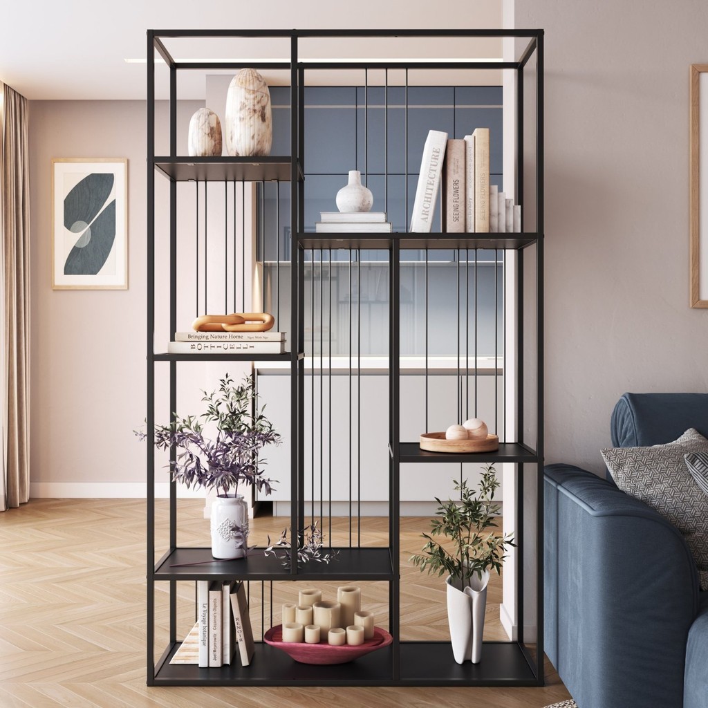 Estante para Livros 5 Prateleiras 202cmx122cm Málaga Yescasa Preto em Oferta na Shopee