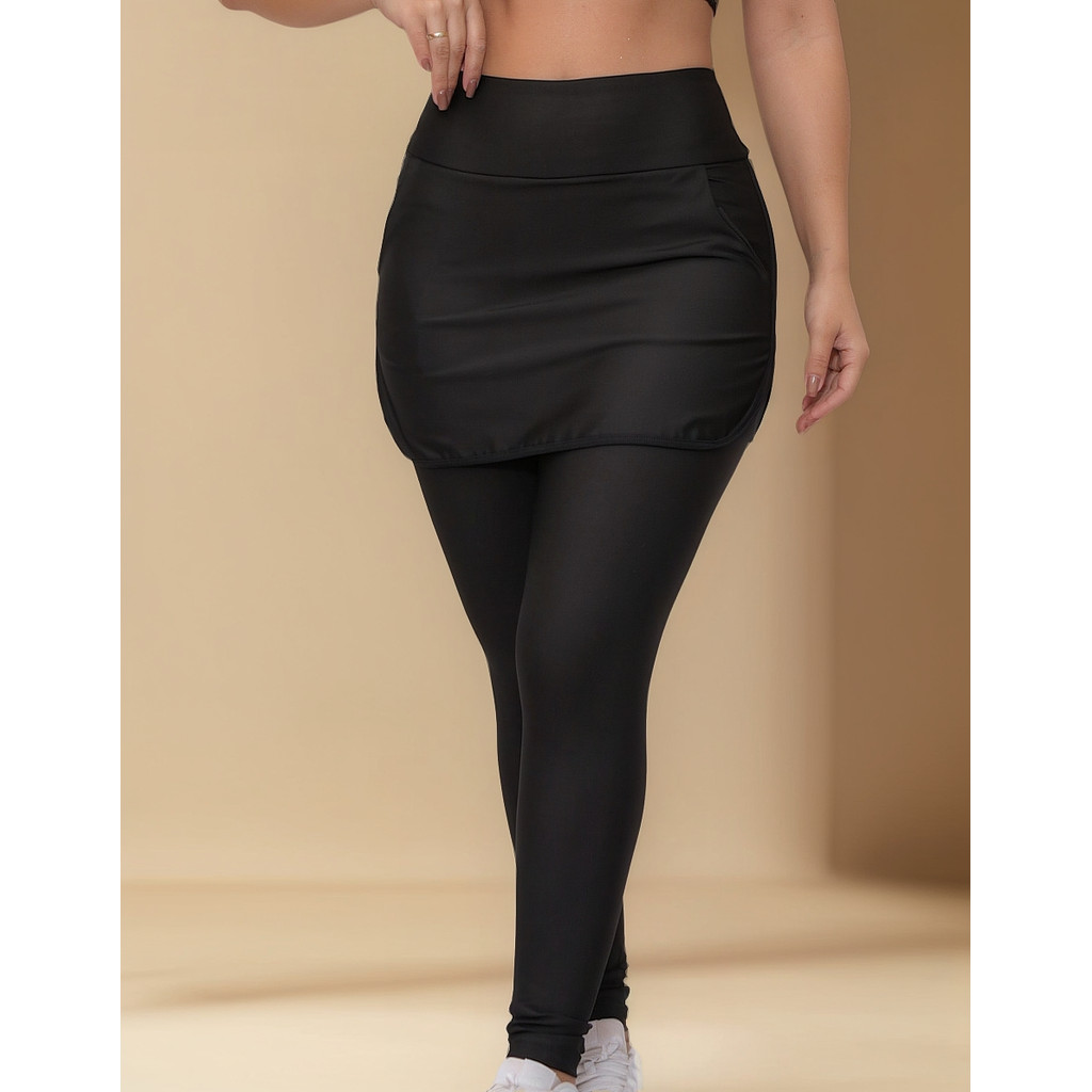 Legging Leg Moda Evangélica com saia Fitness Feminina Academia Fit