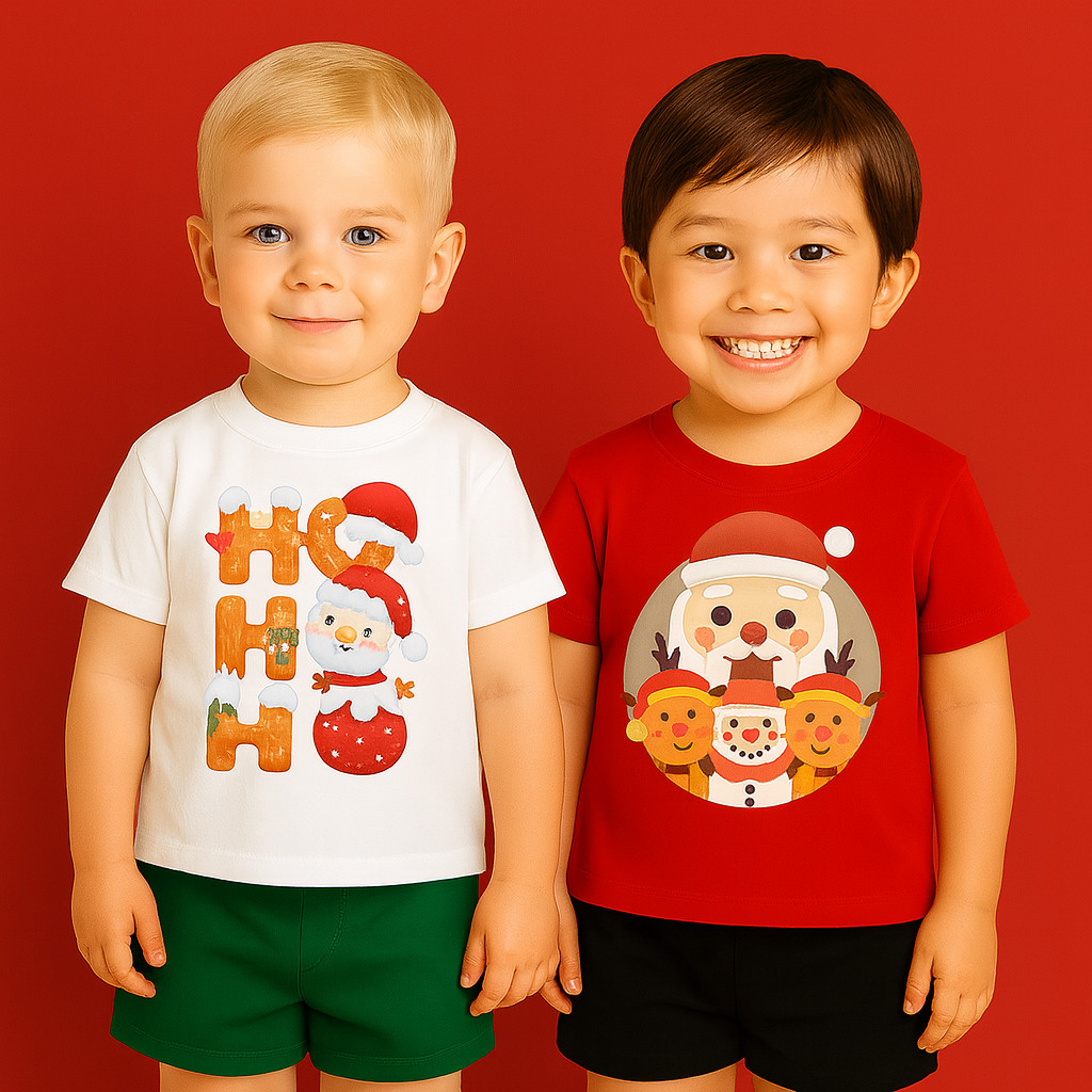 Kit 2 Conjuntos de Criança de Natal - Conjunto Natalino -Conjunto de Natal Masculino Infantil- Natal