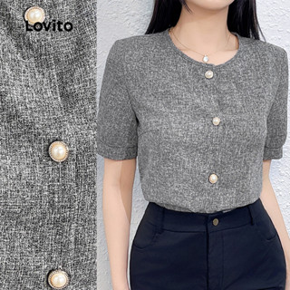 Lovito Blusa Boho Lisa Com Botões Frontais, Blusa De Verão/primavera Para Mulheres L132ED648 em Oferta na Shopee