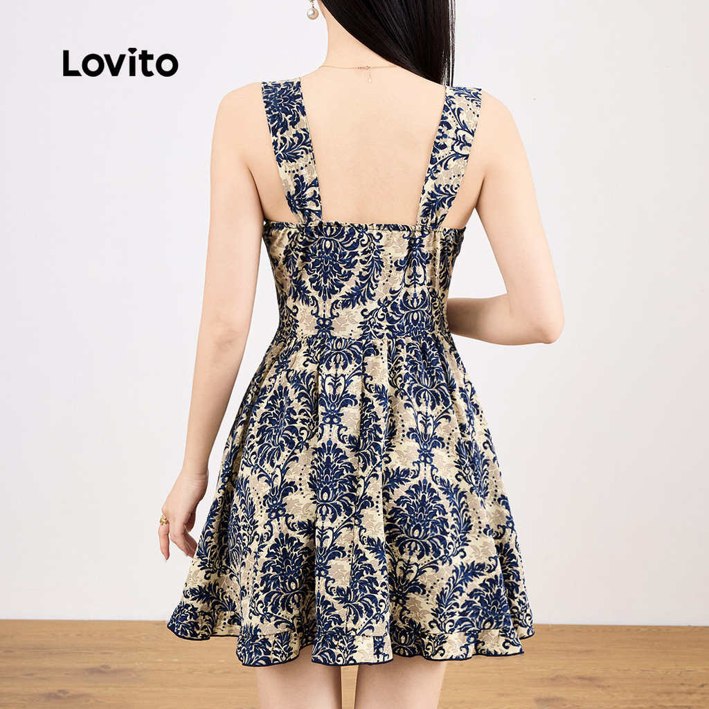 Detalhes do Lovito Vestido Boho Paisley Com Babados E Bainha Vestido De Verão/primavera Para Mulheres L129ED357