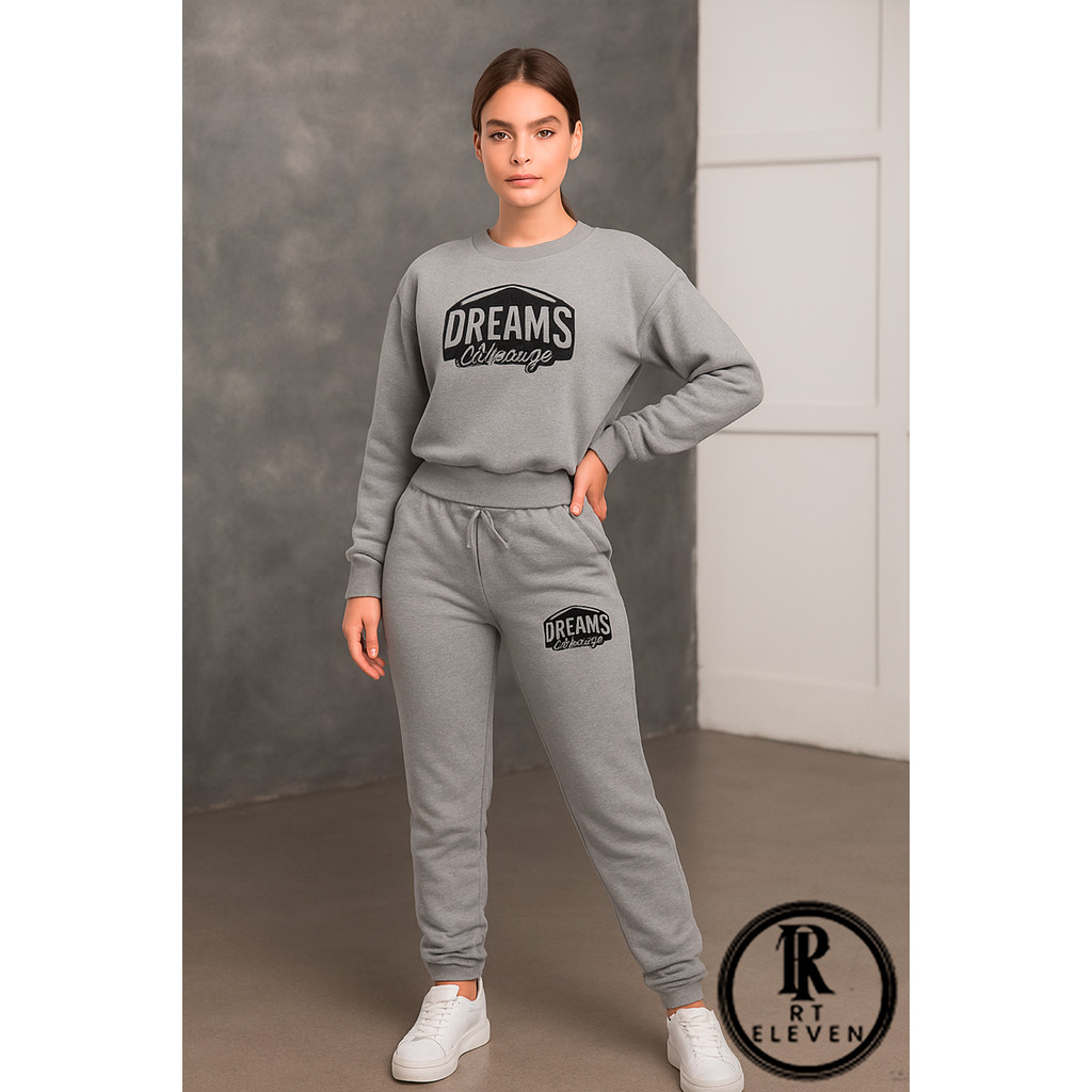 Conjunto Moletom Feminino Dream Clothing Gola Careca  Blusa De Frio Blusa + Calça Moletom Diversas Cores Envio Rápido