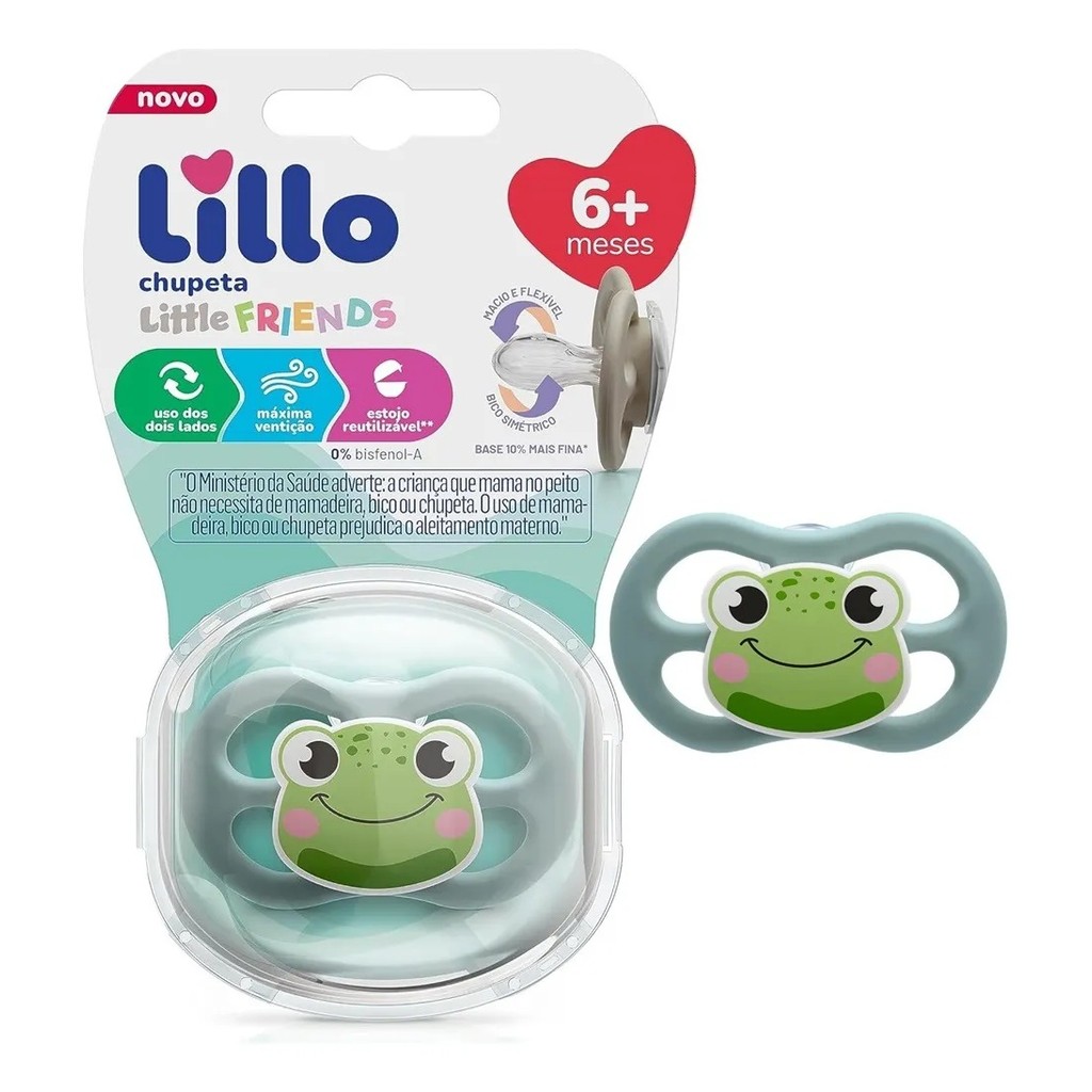 Chupeta Little Friends Sapo Bico de Silicone 6m+ Lillo