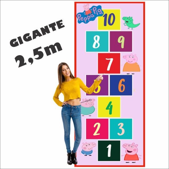Lindo Tapete Amarelinha Infantil Grande Em Lona Peppa Pig, Melhor Que Eva, Não Rasga, Jogo da Amarelinha Jogo pedagógico