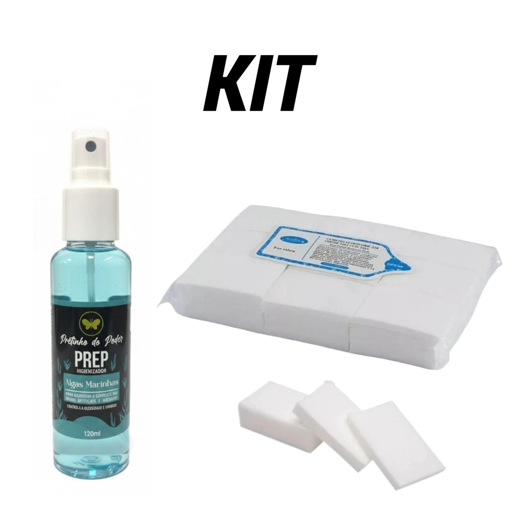 Prep Higiênizador 120ml Algas Marinhas + 1 Pacote de Algodão Prensado