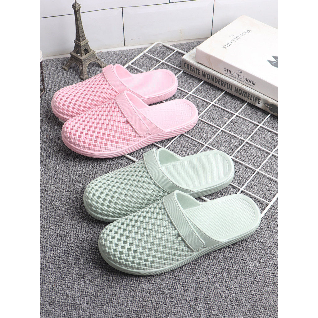 Verão Baotou sandálias chinelos feminino buraco respirável boca rasa moda antiderrapante exterior Wear respirável praia 