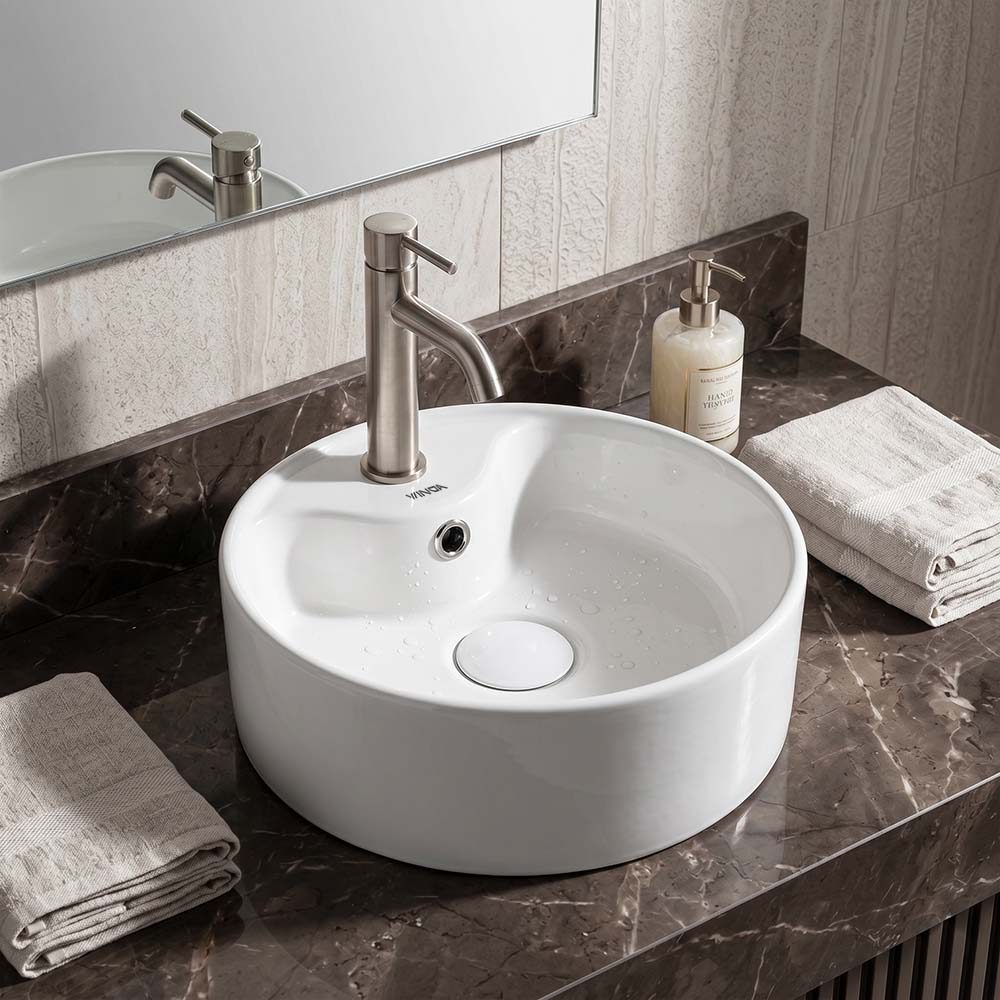 Cuba Banheiro Sobrepor Redonda 30cm Branca Lavabo Branca