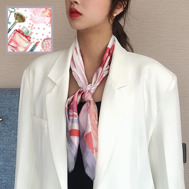 2026 primavera outono estilo rosa Perfume estilo feminino coreano pequeno lenço quadrado decoração All-Match estilo japo
