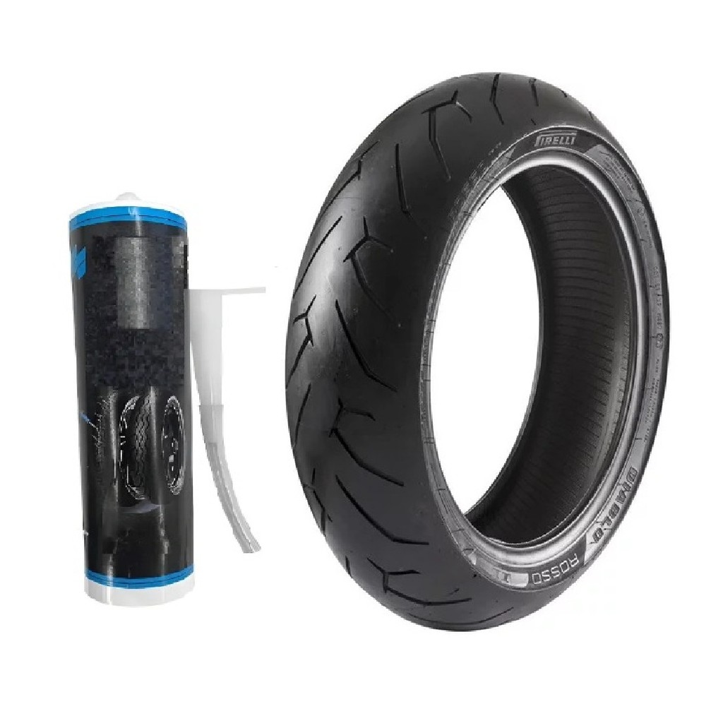 PNEU TRASEIRO 150/60R-17 CB300F Z400 NINJA 400 KTM 390 Duke DIABLO ROSSO 2 SEM CAMARA 66H PIRELLI + 1 SELANTE SPEC