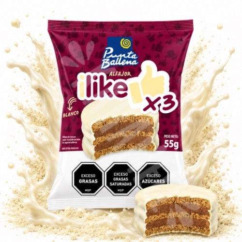 Alfajor Branco I like x3 Punta Ballena 55g - Importado Uruguai