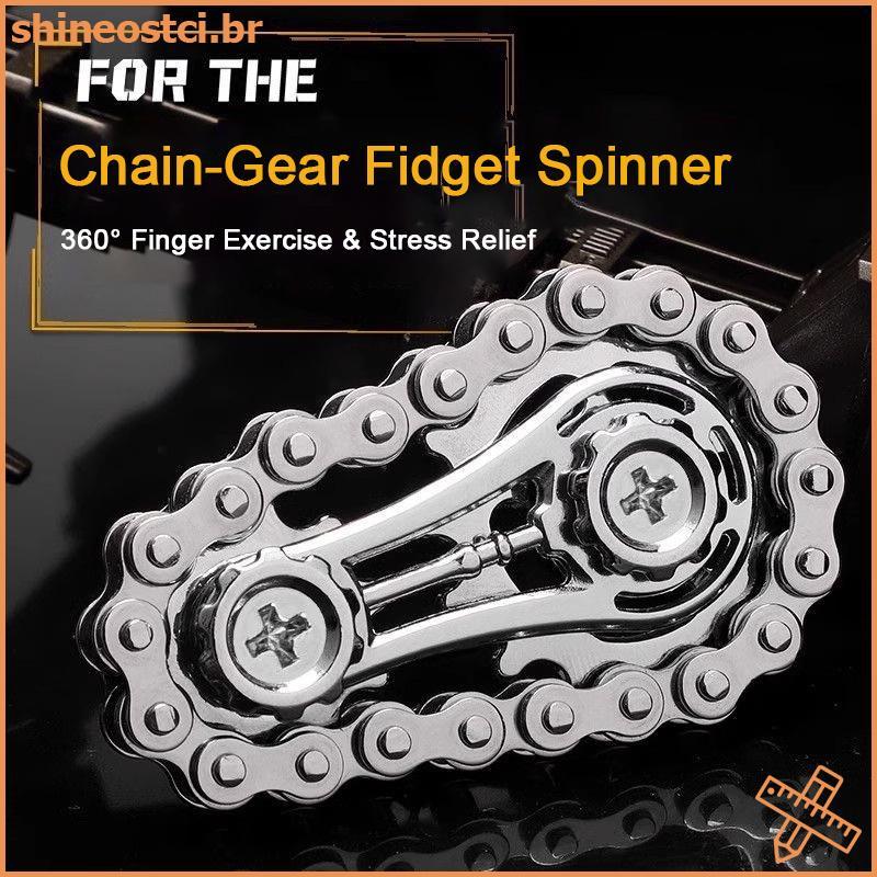 SHINE Sproets Hand Roller Fidget Chain Toys , Metal Dual-Gear Spinner-Brinquedo De Foco De Alívio De Estresse Usinado De