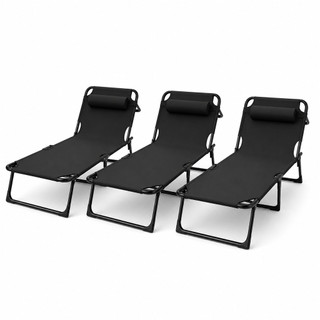 kit 3x Espreguiçadeira Cadeira de Praia Espreguiçadeira de Piscina Espreguiçadeira Dobrável Piscina