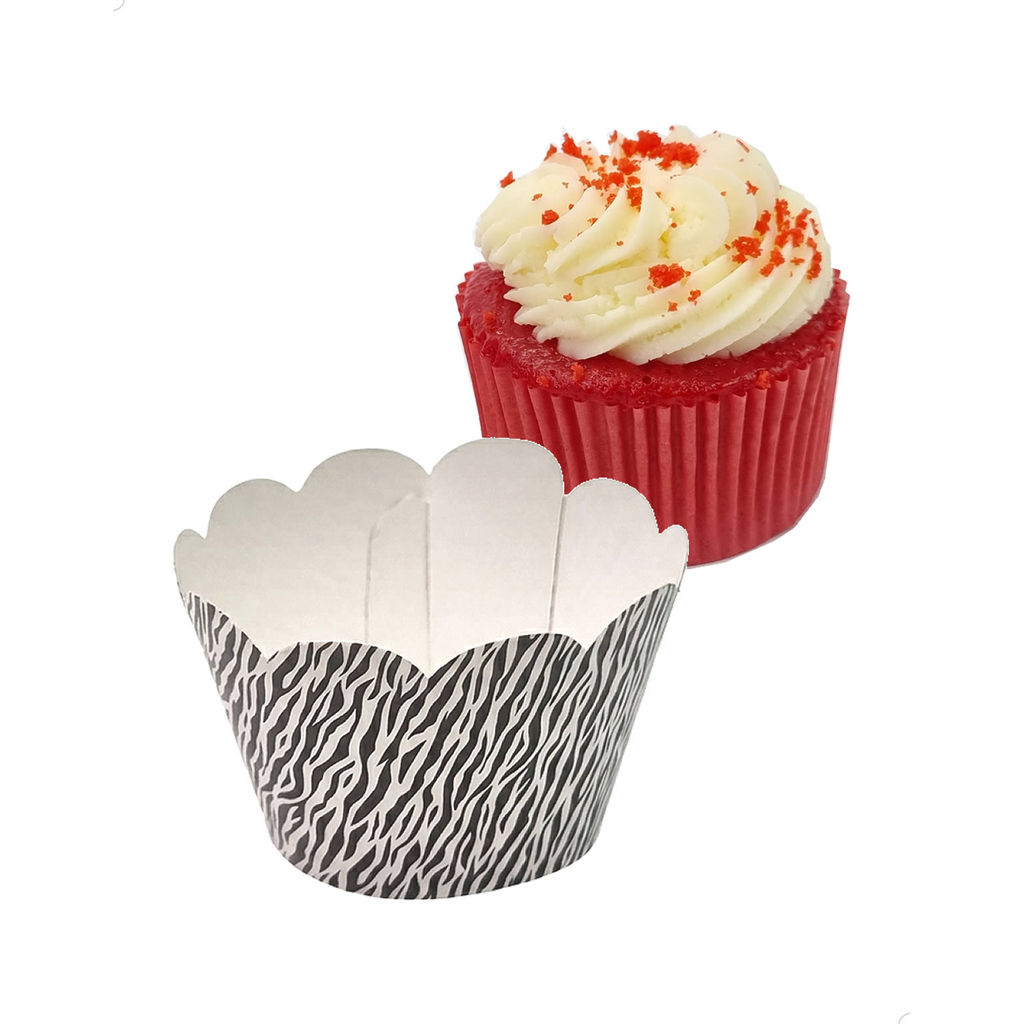 Kit 48 Saia p/ Cupcake Grande Wrapper Zebra Zebrinha Cavalo Listrado Rajado Animal Safari Zoo Savana