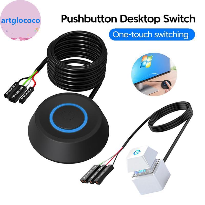 Artglococo Interruptor De Mesa Para Computador , 2m , Luzes Led , Placa-Mãe , Bota Externa , Botão Liga/Desliga , Cabo D