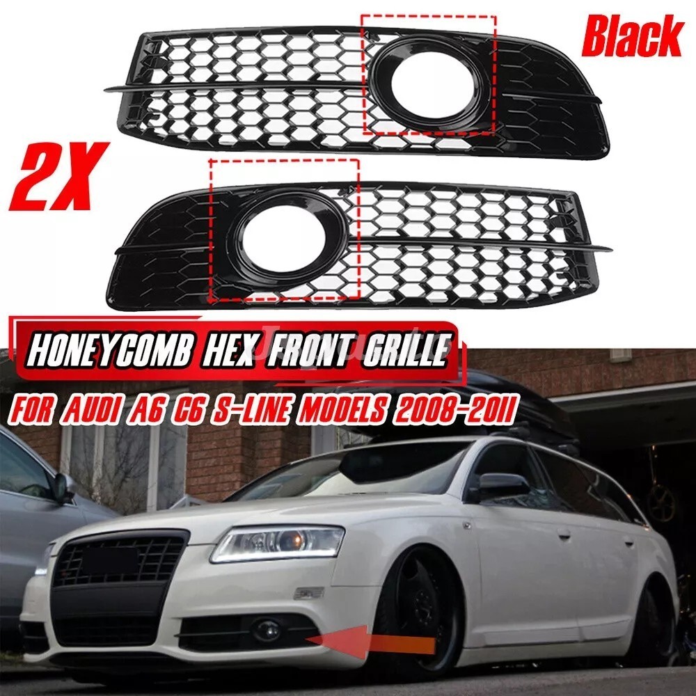 Grade De Luz De Nevoeiro Do Para-Choque Dianteiro Audi A6 C6 S-Line Facelifted 2008 2009 2010 2011 Honeycomb Mesh Fog La