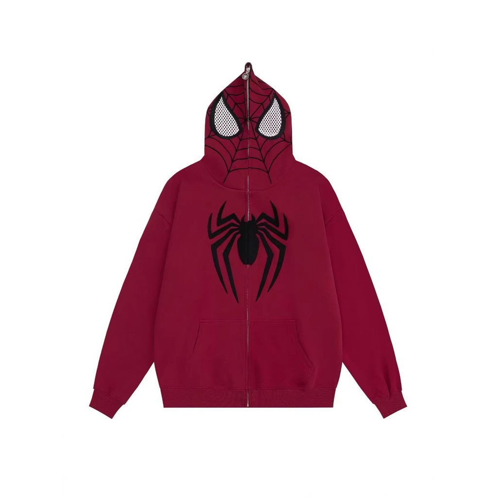Cross-Border zíper completo Spiderman único na moda impresso moletom Cardigan rua na moda Casual Hip-Hop Zip completo