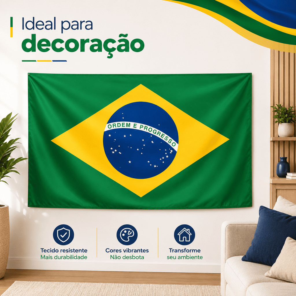 Bandeira do Brasil Decorativa Copa do Mundo 27x19x18cm