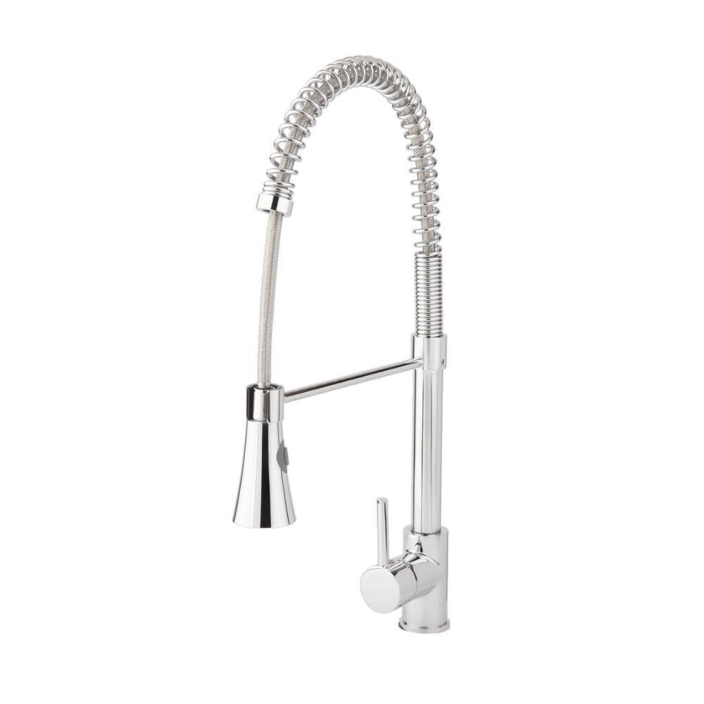 Torneira Misturador Monocomando Cozinha Gourmet Metal Bica Alta Jato Duplo Cromado Polido