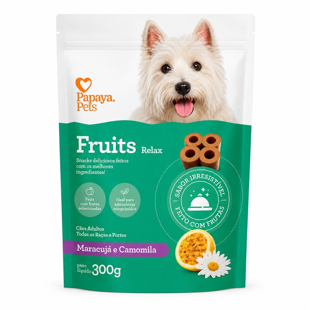 Snack Relax Cães Maracujá Camomila Calmante Natural 60g