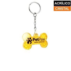 Chaveiro Acrílíco Cristal para Sublimação - Pet osso Ossinho
