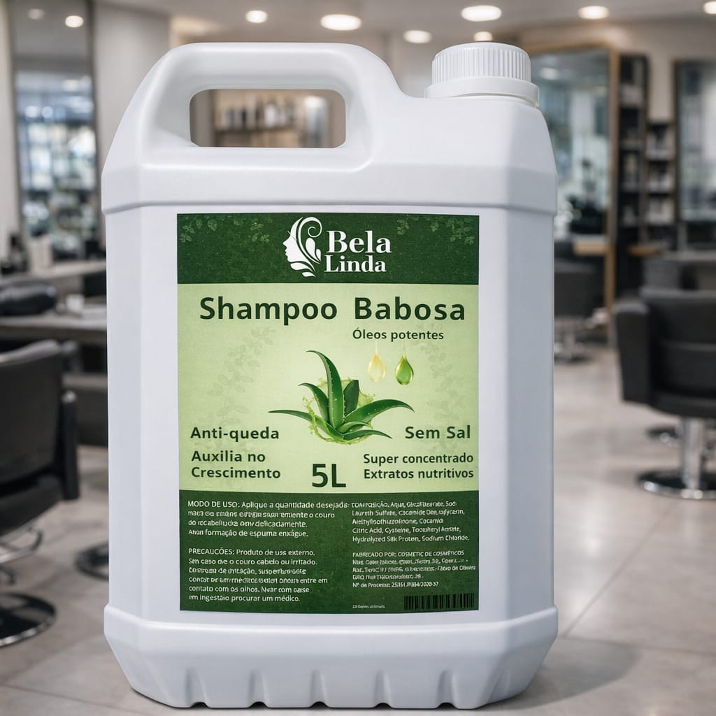 Shampoo 5l Babosa Bomba Crescimento Antiqueda Detox Aloe Vera Profissional Sem Sal
