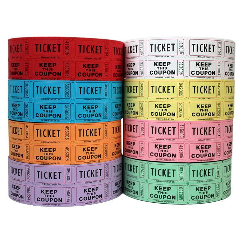 1000 Pçs Colorido Tearable Rifa Tiets Rolos Duplos Admissão Tiet Jogo Para Eventos Carnavais Entrada Classe Recompensa