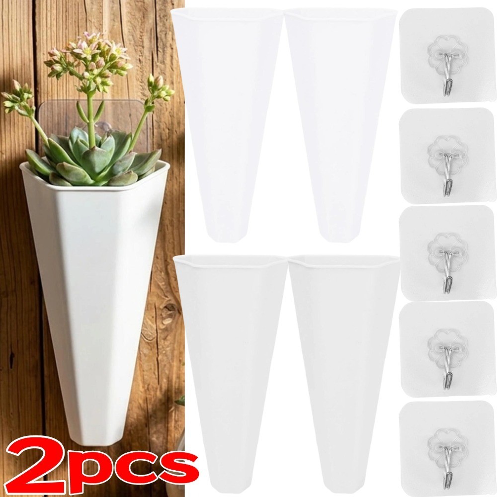 2 Pçs Transparente Branco Hidropônico Vaso De Plástico Pendurado Na Parede Suculenta Hera Plantador Casa Decoração Inter