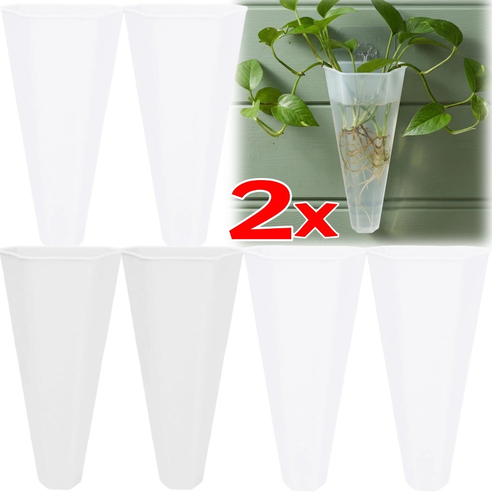 2 Pçs Criativo Suculento Hera Vaso Hidropônico Com Gancho Jardim Parede Pendurado Plástico De Flores Casa Decoração Inte