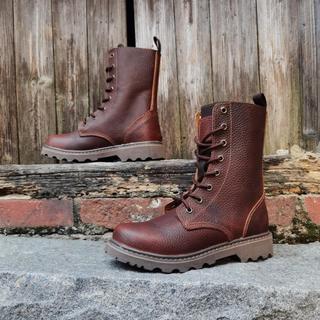 Botas Martin masculinas de couro genuíno retrô com cadarço, botas de couro de cano médio de cano médio, à prova d'água, 