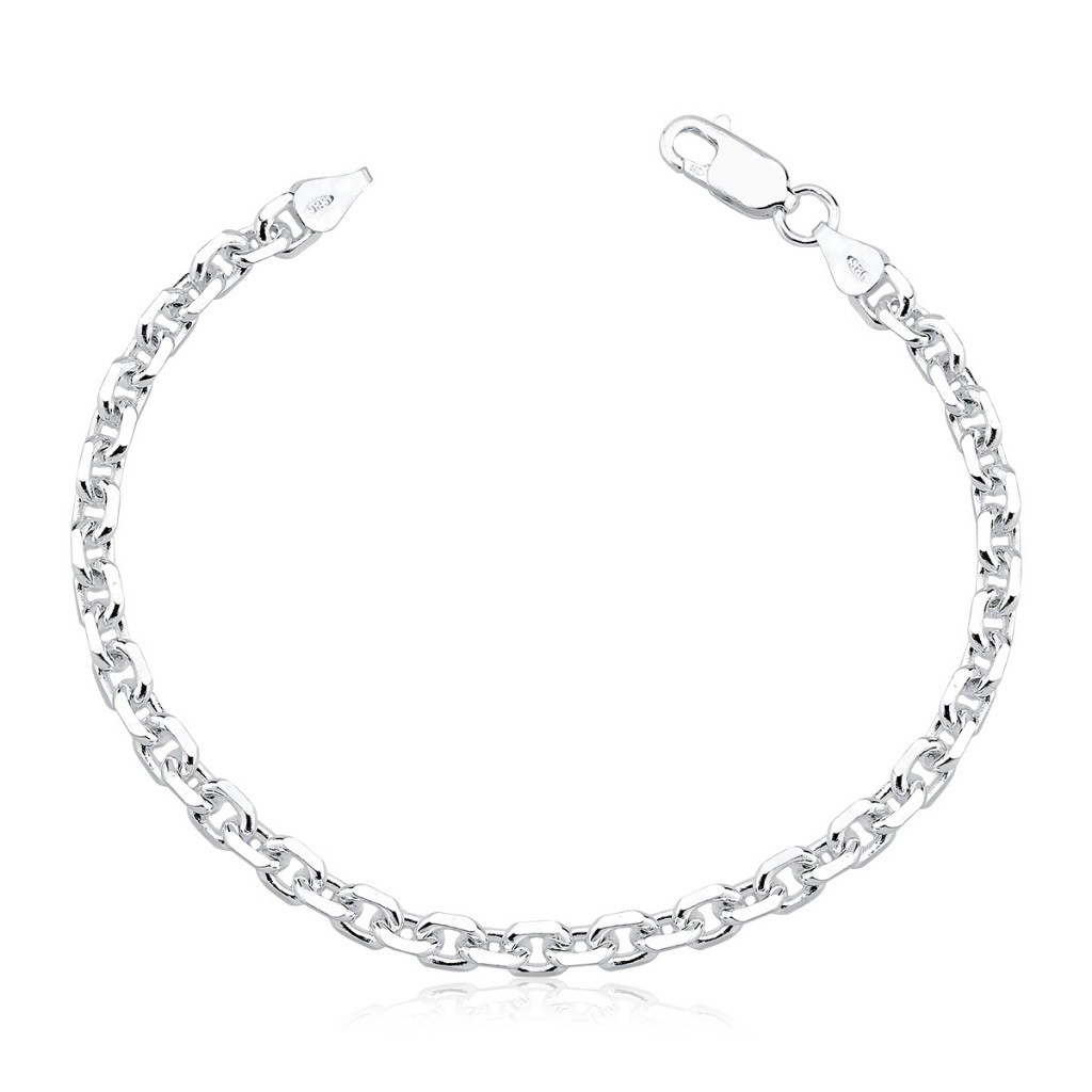 Pulseira Masculina de Prata 925 Elo Cadeado com 21cm e 3,5mm