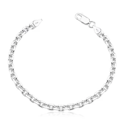 Pulseira Masculina de Prata 925 Elo Cadeado com 21cm e 3,5mm