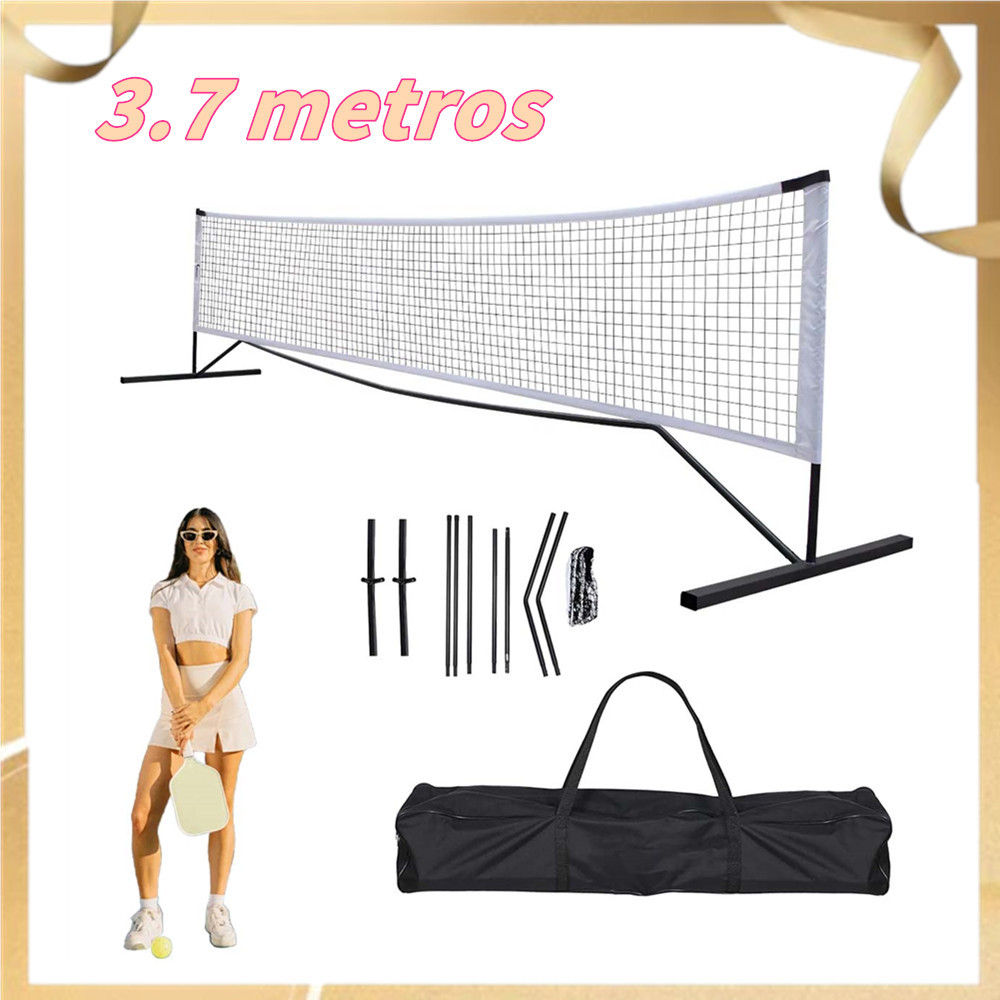 Rede mini de pickleball 3,7m, estrutura de rede de tênis ao ar livre, jogo de quintal com bolsa portátil