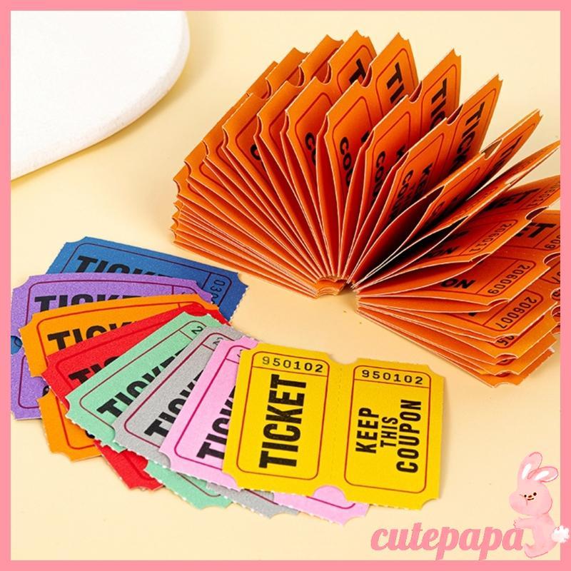 cutepa 100 Unidades De Ingressos De Rifa De Papel Revestido , Rolo Duplo , Cupons Consecutivamente Numerados Para Exposi