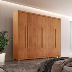 Guarda Roupa Casal Heros 6 Portas 2 Gavetas MDF com Pés Naturalle Moderna