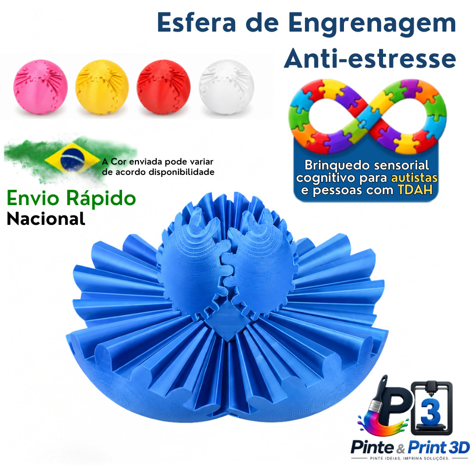 Gear Ball Esfera de Engrenagem Sensorial e Cognitiva Anti-estresse,  Foco, TDAH e Autismo
