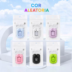 Fone de Ouvido Bluetooth Sem Fio TWS com Display LED, Estojo Transparente, Cabo USB, Embalagem em Saco OPP