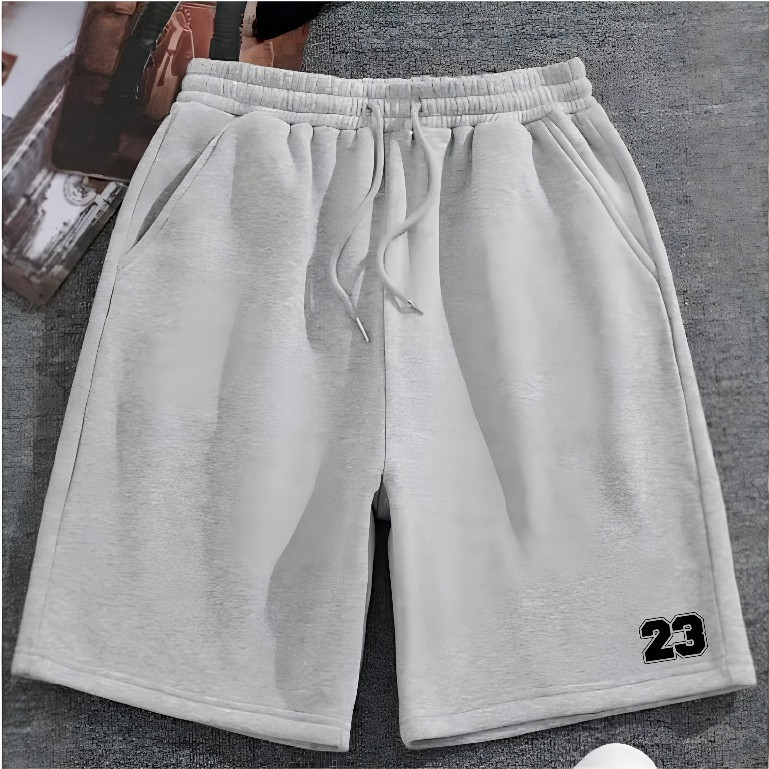 Bermuda Moletom Masculino Casual Estampa 23 Algodão Flanelado Branco life