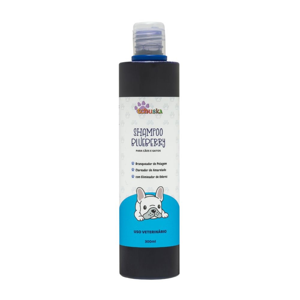 Shampoo Blueberry Tchuska Branqueador Com Eliminador de Odores Para Cachorro e Gato 300ml