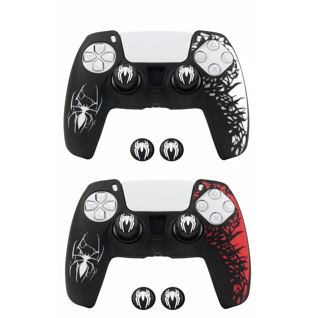 Capa Protetora Silicone Premium Spider Man Para Controle Ps5 + 2 Grip em Oferta na Shopee