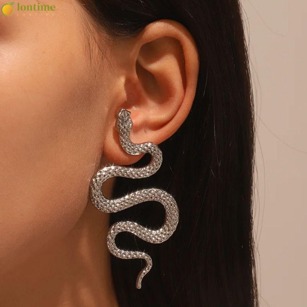 Brincos Com Pingente Em Forma De Cobra LONTIME , Góticos Da Moda De Metal Exagerados Escuros