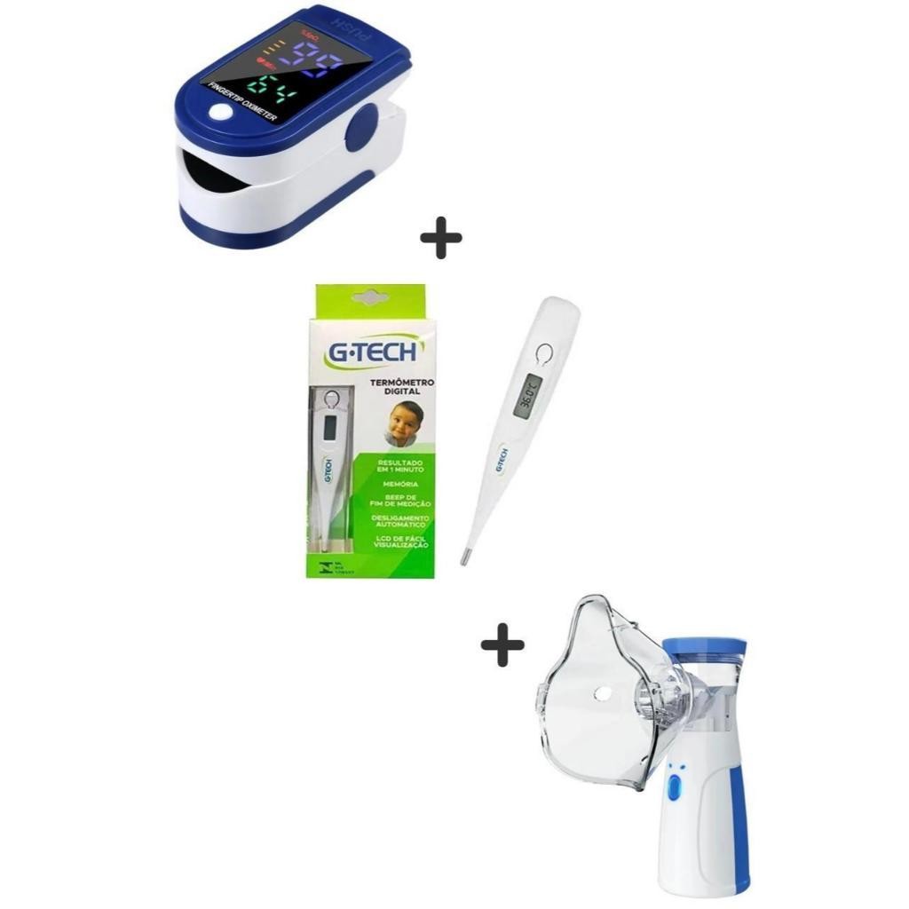 Kit Completo Termômetro G-tech + inalador ultrasonico Portatil + Oximetro digital ENVIO IMEDIATO