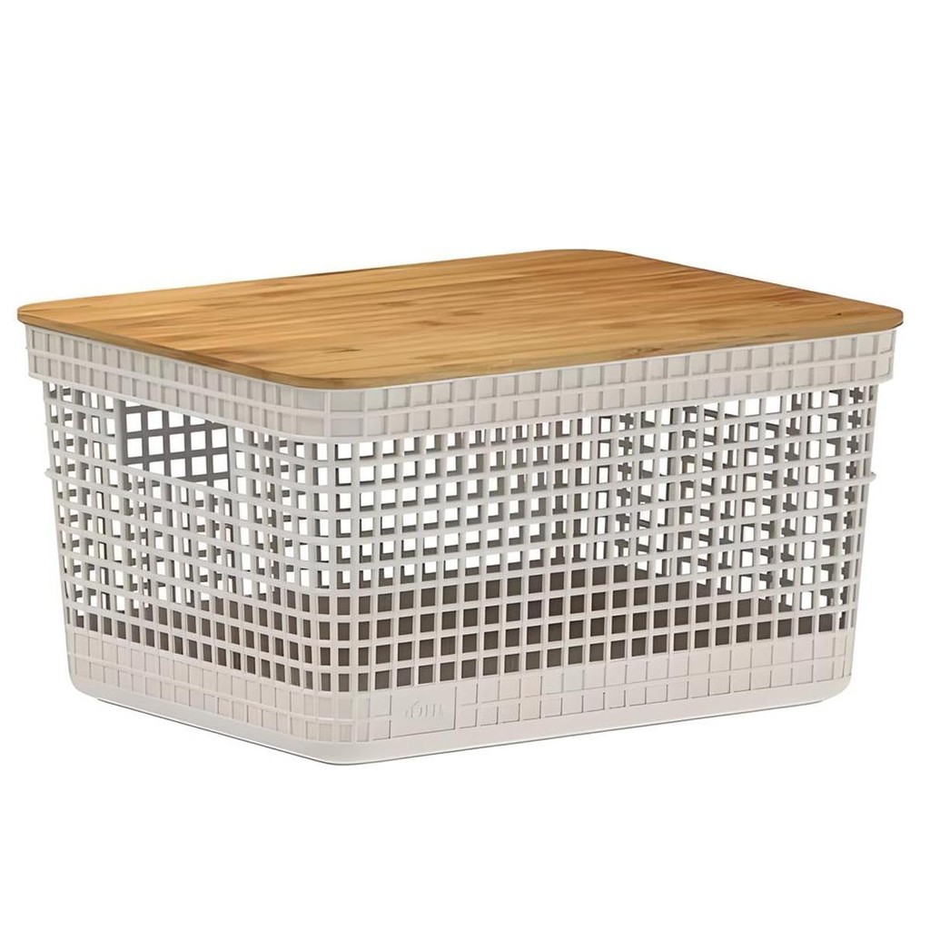 Cesto Organizador Grid 8L Tampa Bambu Bege CG255BGF - Ou em Oferta na Shopee