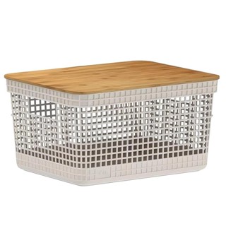 Cesto Organizador Grid 8L Tampa Bambu Bege CG255BGF - Ou em Oferta na Shopee