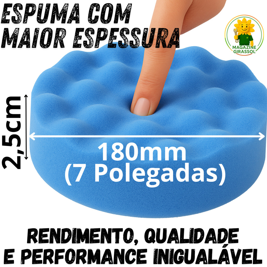 Kit 8 Peças 7 Pol. 180mm Disco Espuma Boina Lã Prato Pino M14 Polimento Automotivo KP10