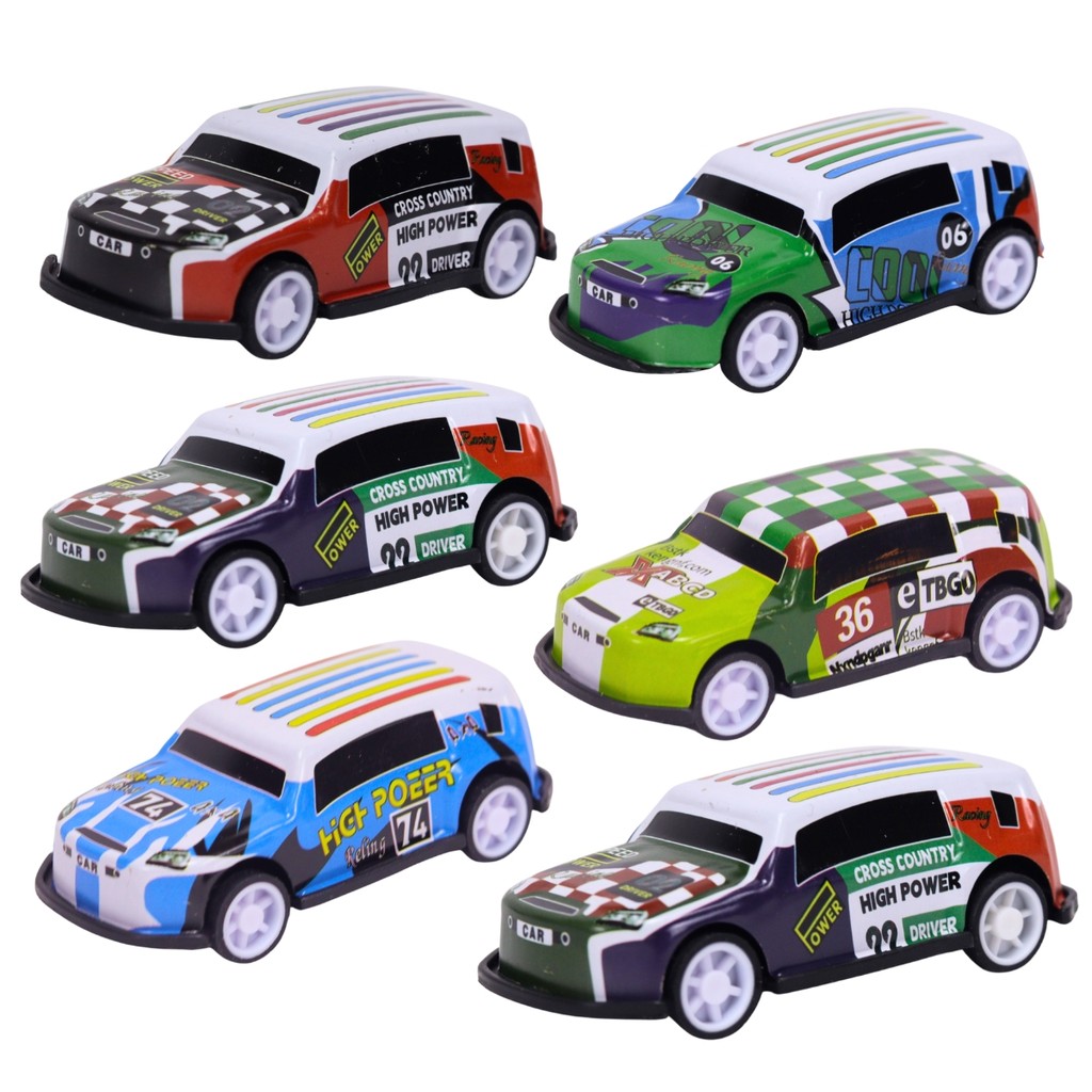 Pack 6 Carrinhos Miniatura Esportivos Sortidos De Metal 1:64 Pull Back - Castela
